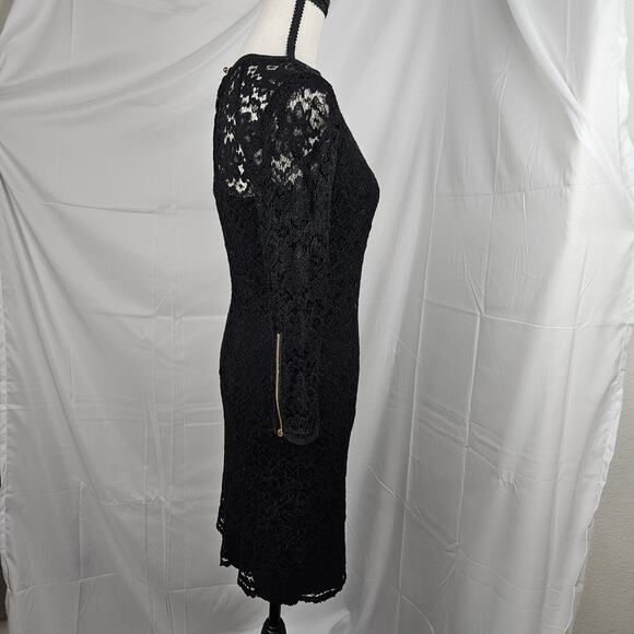Juicy Couture Black Lace Long Sleeve Sheath Dress Size 0 Elegant Cocktail Look - Picture 5 of 10